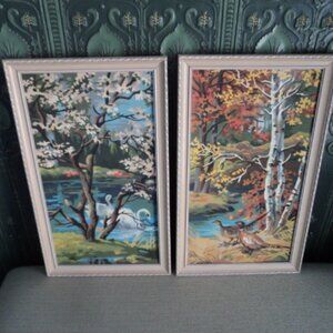 vintage "paint by number" paintings x 2